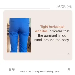 Tight horizontal wrinkles are a telltale sign that the garment is too small. This creates pulling and discomfort, undermining a professional look.