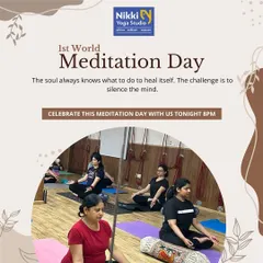 We celebrated World Meditation Day with a special session dedicated to silencing the mind. Here, students are settled in for a guided meditation, finding their inner peace together.