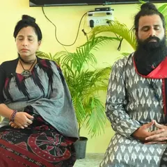 A duplicate of image 1, showing us in meditation during the Puri Yatra. This serene image captures the essence of our spiritual retreats, where we guide participants in deep meditation.