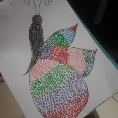 We love seeing the finished results of our art projects. This colorful butterfly showcases the child's focus and artistic flair, created with simple materials and a lot of imagination.