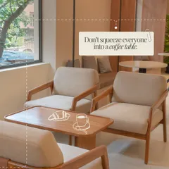 Don't squeeze everyone around a small coffee table. Our dedicated meeting spaces provide the room and comfort your team needs.