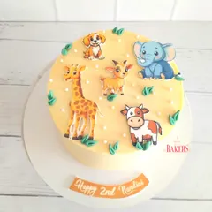 A no-fondant jungle cake for Nandini's 2nd birthday, featuring all her favorite animals as cute, edible prints. And the best part? This was a completely gluten-free cake, so everyone could enjoy a slice.