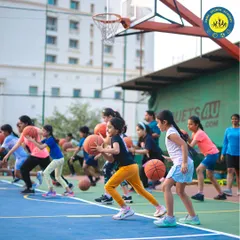 The court is on fire with the passion and intensity of our young athletes. This group drill shows the energy and teamwork that defines our basketball sessions.