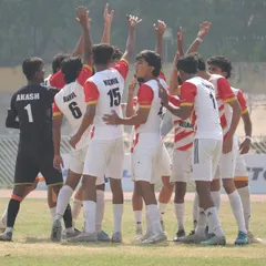 Another shot of our youth league team, united and ready for the challenge. This sense of togetherness is a core part of our academy's culture.