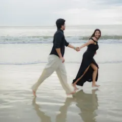 Capturing the beautiful reflections and movement during a pre-wedding shoot on the shores of Goa.