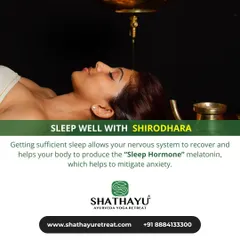 The Shirodhara treatment is exceptionally effective for promoting deep sleep and mitigating anxiety. The steady flow of warm oil calms the nervous system, helping your body produce melatonin, the natural sleep hormone.