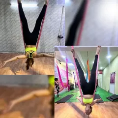 Inversions are a key part of our aerial practice. Hanging upside down like this helps to decompress the spine, improve circulation, and bring a healthy rush of blood to the brain, leaving you feeling refreshed and energized.