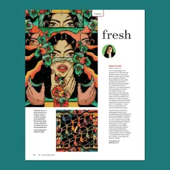 My feature in Issue #64 of Uppercase magazine, showcasing my illustration 'The Feminine Gaze.'