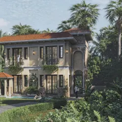 This visualization of a Mediterranean villa in Goa for Design Plus Builds is designed to evoke a sense of place. I meticulously rendered the terracotta roof tiles, the texture of the stucco, and the dense, tropical foliage to create an authentic and inviting atmosphere.