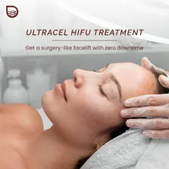 My Ultracel HIFU treatment offers a surgery-like facelift with zero downtime. It uses high-intensity focused ultrasound to stimulate collagen production deep within the skin for a natural lift.