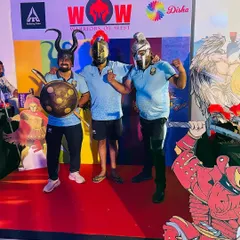 An interactive photo booth we created for the 'Warriors of West' event. We provided fun props and a themed backdrop for team members to capture memories.