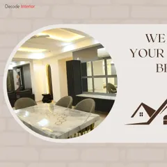 This graphic emphasizes my commitment to building dream homes. It features a modern dining area with a marble-topped table and a sleek crockery unit.