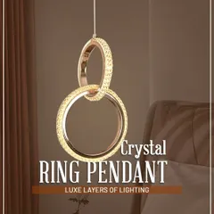 This crystal ring pendant is a beautiful choice for a bedroom. It adds a layer of luxe lighting and creates a soft, ambient glow, perfect for hanging on either side of the bed.