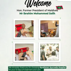 We were honored to host the Hon. Former President of Maldives, Mr. Ibrahim Mohammed Solih, for a 10-day personalized treatment and care program at our hospital. This visit is a testament to the trust high profile individuals place in our authentic Ayurvedic healing.