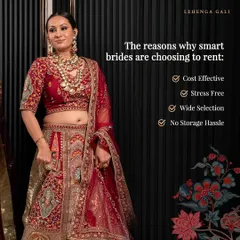 This graphic clearly lists the reasons why smart brides are choosing to rent: it's cost-effective, stress-free, offers a wide selection, and involves no storage hassles.