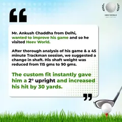 A client's game was transformed after a 45-minute Trackman session. By reducing his shaft weight, we instantly gave him a 2-degree upright and increased his hit by 30 yards.