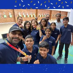 A celebratory selfie with the team after a successful run at the 12th Karnataka State Shooting Championship. We celebrate our victories together.