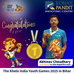 A moment of national glory for our athlete Abhinav Choudhary. His gold medal in the 25m Rapid Fire Men's event at the Khelo India Youth Games is a result of sharp focus, speed, and relentless training.