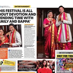 This image, featured in Pune Times, shows the full styled looks. Deepti's rich pink saree complements Shreyas's elegant white kurta set with a matching pink stole.