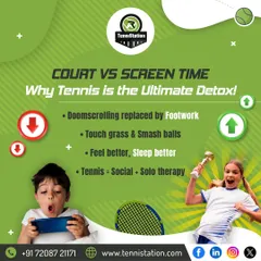 Trade screen time for court time. Tennis is the ultimate detox, replacing doomscrolling with footwork and helping you feel better, sleep better, and connect with others.
