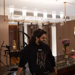 Another shot of the custom Huemn hoodie, a key piece in the 'Pushpa 2' promotional wardrobe I designed.
