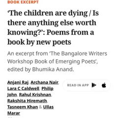 Our new poets featured on Scroll.in! An excerpt from 'The Bangalore Writers Workshop Book of Emerging Poets' was shared, giving a glimpse of the powerful new voices in our anthology.