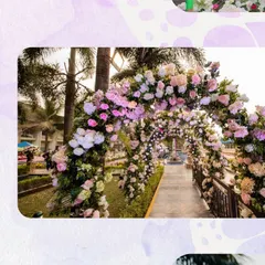 A classic and elegant bride's entry begins with a breathtaking path. We crafted this lush floral archway using hundreds of pink and white roses to create a romantic and picturesque walkway for the bride's grand entrance.