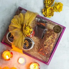 The 'Bliss' hamper is one of my most popular Diwali gifting options, packed with a variety of my best treats. It comes beautifully packaged, ready to bring joy to your loved ones.