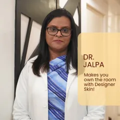 This is me, Dr. Jalpa. My goal is to help you achieve "Designer Skin," a concept that means skin so healthy and radiant, it becomes your most valuable accessory. I'm here to help you own the room with confidence.