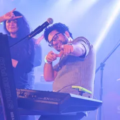 Interacting with the audience during a corporate show in Mumbai. We make sure to connect with the crowd, making them feel like part of the performance, not just spectators.