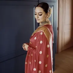 A portrait of Sonakshi on analog film. The soft light and rich colors of the film stock give this image a beautiful, painterly quality, capturing her elegance and grace.