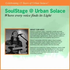 Meet our host for SoulStage, Suman. A dynamic singer and multi-instrumentalist, he captivates audiences with his energetic stage presence and ability to sing in multiple languages.