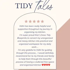 A review from a virtual consultation client. I'm so proud that I could guide her through the process of transforming her messy kitchen into a practical and organized workspace.