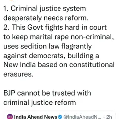 The criminal justice system is in desperate need of reform. A government that fights to keep marital rape non-criminal and uses sedition law against democrats cannot be trusted with that reform. We must not go backwards.
