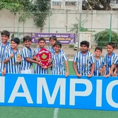 A clean sweep for the youngest champs. The SJBHS U-12 team celebrating their victory, showing that it's never too early to learn the values of teamwork and competitive spirit.