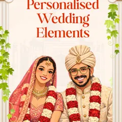 I love creating custom illustrations that capture a couple's essence. This portrait was designed for a wedding suite, showing the couple in their traditional wedding attire, ready to be used on everything from the invite to thank you cards.