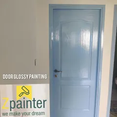 A classic paneled door gets a contemporary twist with a coat of high-gloss blue paint. This durable finish is perfect for interior doors, adding a pop of color while being easy to wipe clean.