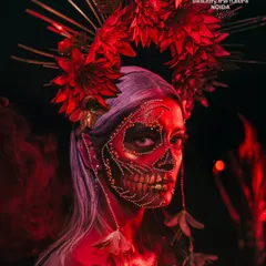 Let your creativity run wild with our fantasy makeup module. I guide you through advanced techniques like body painting, prosthetic application, and intricate detailing to bring any character or concept to life, just like this stunning skull creation.