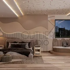 Where curves meet creativity. This dreamy bedroom for a teenage girl features a sculptural curved wall with layered depths behind the bed and a cozy bay window seating area, all wrapped in a chic neutral palette.