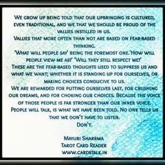 We are often taught to fear what people will say. My work is about helping you realize that you don't have to listen to that voice. Your inner voice is the only one that matters.
