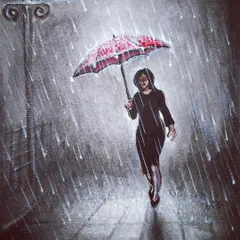 I created this acrylic painting of a woman walking in the rain at night. I wanted to capture the mood of a rainy evening, playing with light from the streetlamp and reflections on the wet pavement.