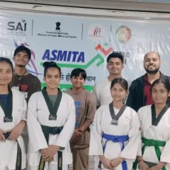 Our team of athletes at the Asmita Taekwondo City League. We stand together, win or lose, as a supportive family.