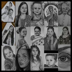 A showcase of diverse artworks, including portraits of women, children, and even a depiction of a goddess, reflecting my versatility as an artist.