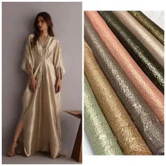 An example of a gown made from my Crushed and Self Big Width Georgette Shimmer Foil Fabric, which I sell by the meter. This fabric is perfect for creating your own sarees, gowns, and dresses.