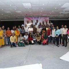 A group photo from our memorable music workshop with the Raymond team. It's wonderful to see colleagues connect and unwind through the power of music.