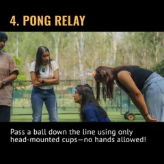 Pong Relay is a hilarious challenge where you pass a ball down a line using only head-mounted cups. No hands allowed! It's a true test of patience and teamwork.