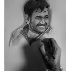 A look at the Mahi sketch in progress. It takes a lot of patience to get the likeness just right, but for Captain Cool, it's worth the mehnat.
