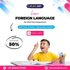 Learning a foreign language opens up new worlds and opportunities. We offer courses in German, Korean, Japanese, and French to help you develop a new skill. This graphic highlights a special discount we offered to make learning even more accessible.