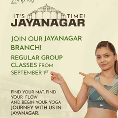 It's Jayanagar time. Our new branch is open for regular group classes starting September 1st. Find your mat, find your flow, and begin your journey with us.