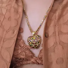 Want to be comfortable yet look sexy? I've paired this comfy co-ord set with a stunning multi-gemstone heart pendant necklace from our collection. It's the perfect statement piece to elevate a simple look.